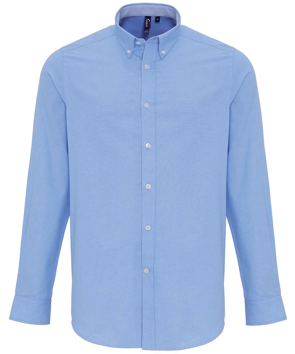 PR238: Mens Long Sleeve Oxford Shirt Mens Long Sleeve Shirts Premier Oxford Blue S