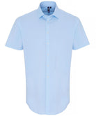 PR246: Mens Short Sleeve Poplin Shirt Mens Short Sleeve Shirts Premier Pale Blue XS