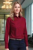 PR300: Ladies Long Sleeve Poplin Shirt Womens Long Sleeve Shirts Premier