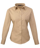 PR300: Ladies Long Sleeve Poplin Shirt Womens Long Sleeve Shirts Premier