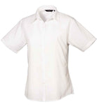 PR302: Ladies Short Sleeve Poplin Shirt Womens Short Sleeve Shirts Premier White 6