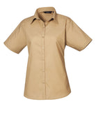 PR302: Ladies Short Sleeve Poplin Shirt Womens Short Sleeve Shirts Premier