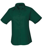 PR302: Ladies Short Sleeve Poplin Shirt Womens Short Sleeve Shirts Premier