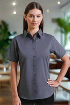 PR302: Ladies Short Sleeve Poplin Shirt Womens Short Sleeve Shirts Premier