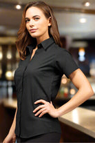PR336: Ladies Short Sleeve Oxford Shirt Womens Short Sleeve Shirts Premier Black 8