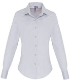 PR344: Ladies Cotton Poplin Shirt Womens Long Sleeve Shirts Premier Silver XS