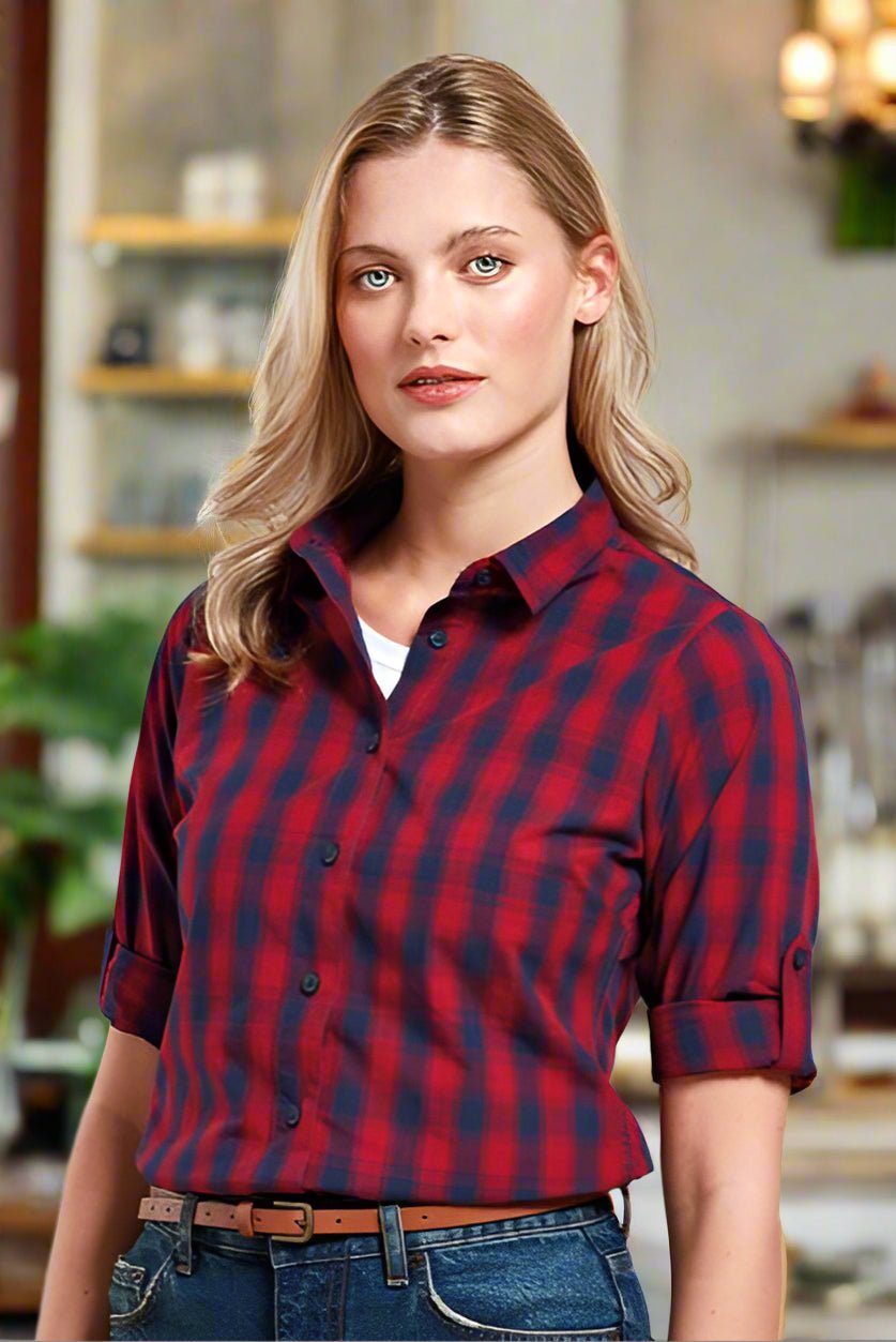 PR350: Mulligan Womans Check Shirt Womens Long Sleeve Shirts Premier