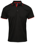 PR618: Coolchecker Contrast Mens Polo Mens Polos Premier Black/Red S