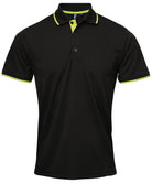 PR618: Coolchecker Contrast Mens Polo Mens Polos Premier Black/Lime S