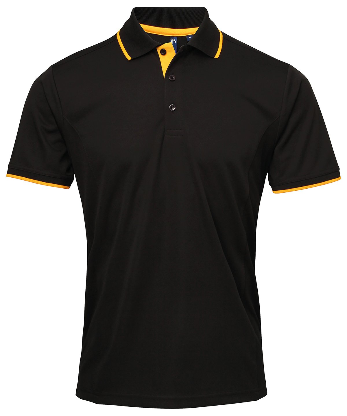 PR618: Coolchecker Contrast Mens Polo Mens Polos Premier Black/Sunflower S