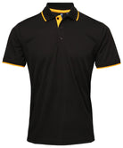 PR618: Coolchecker Contrast Mens Polo Mens Polos Premier Black/Sunflower S