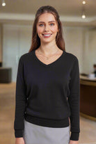PR696: Ladies V-Neck Knitted Sweater Womens Knitwear Premier Black 8