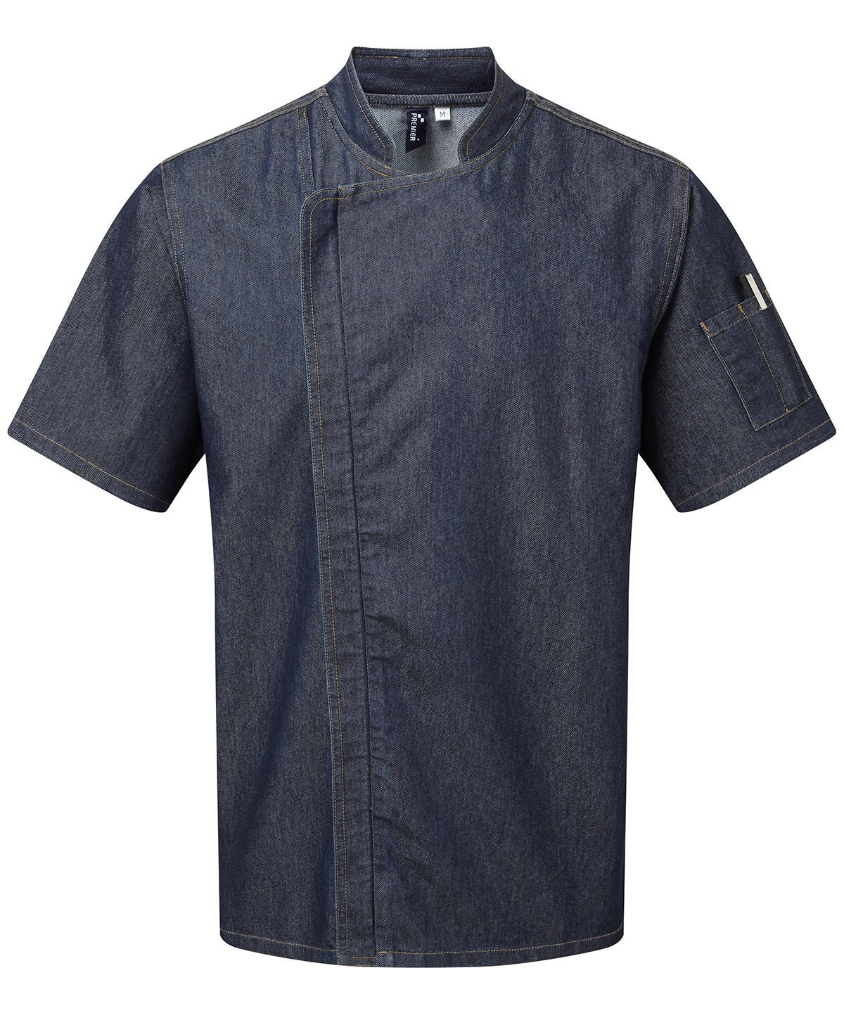 PR906: Chefs Zip Up Short Sleeve Jacket Chefs Jacket Premier Indigo Denim XS