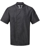 PR906: Chefs Zip Up Short Sleeve Jacket Chefs Jacket Premier Black Denim XS