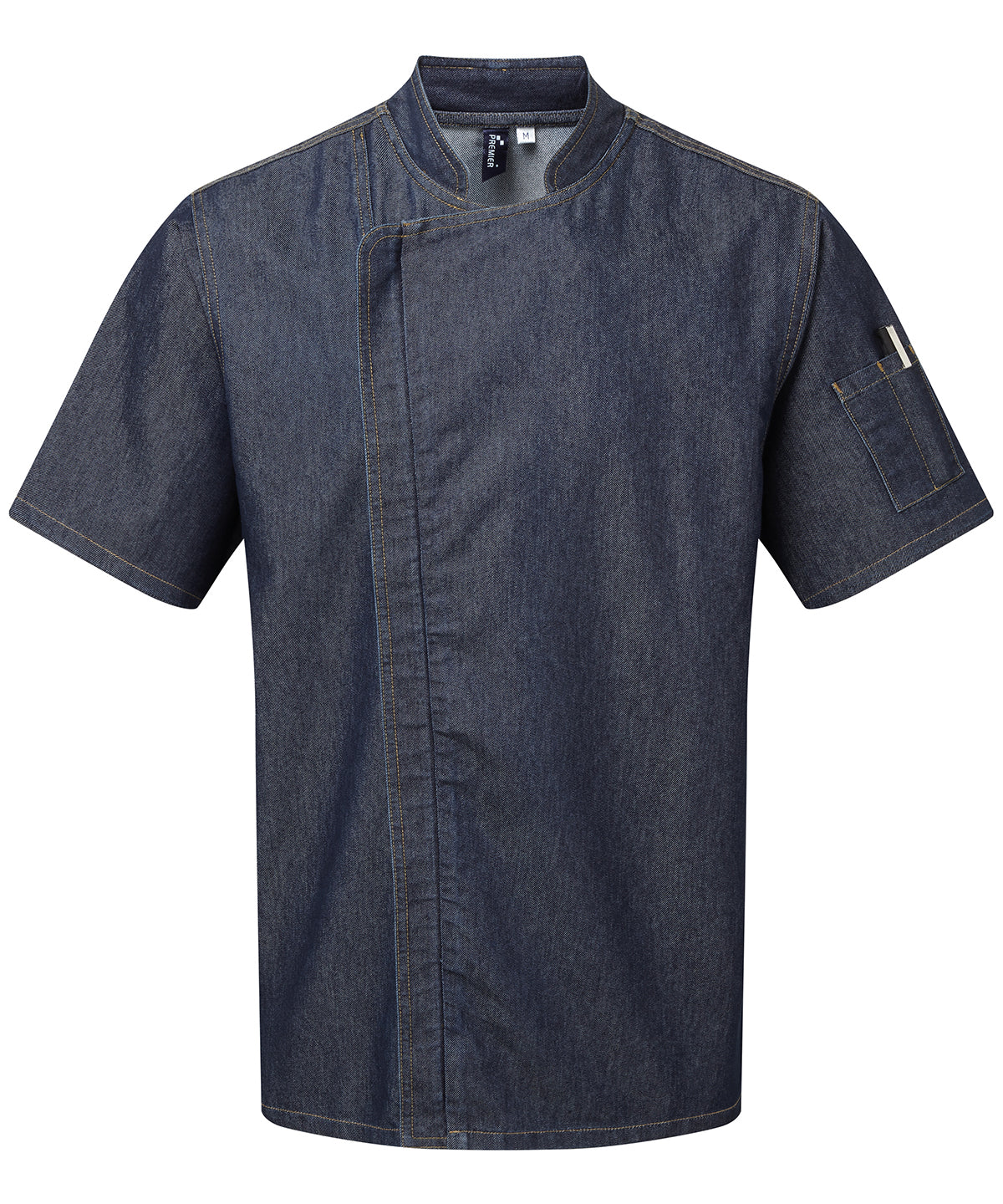 PR906: Chefs Zip Up Short Sleeve Jacket Chefs Jacket Premier Indigo Denim XS