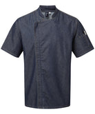 PR906: Chefs Zip Up Short Sleeve Jacket Chefs Jacket Premier Indigo Denim XS