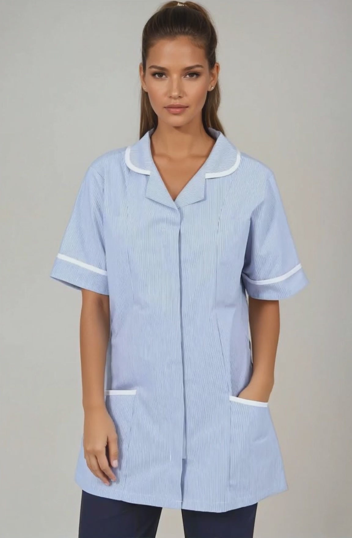 NCLTPS Round Collar Tunic (Striped) Ladies Healthcare Tunic Behrens