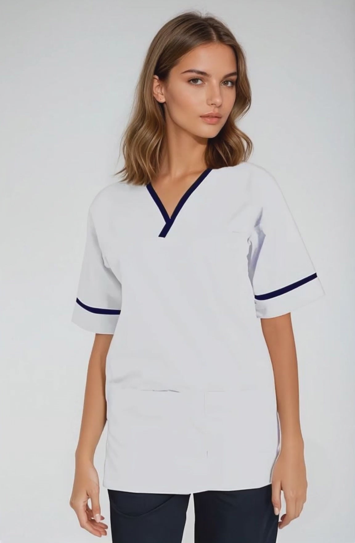 NSTT Unisex Smart Scrub Tunic (Whites) Unisex Scrub Top Behrens
