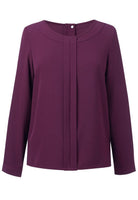 Roma Plain Ladies Crepe de Chine Blouse Blouses Brook Taverner Burgundy 6