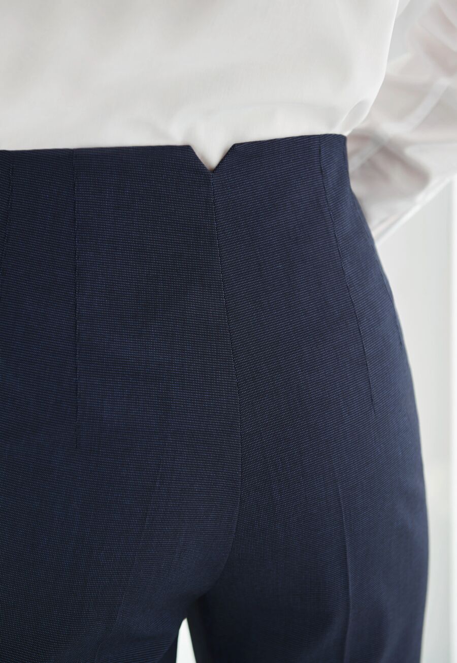 Rosalind Women's High Waist Suit Trouser Ladies Suit Trouser Brook Taverner Navy Pindot 6 Short (27")