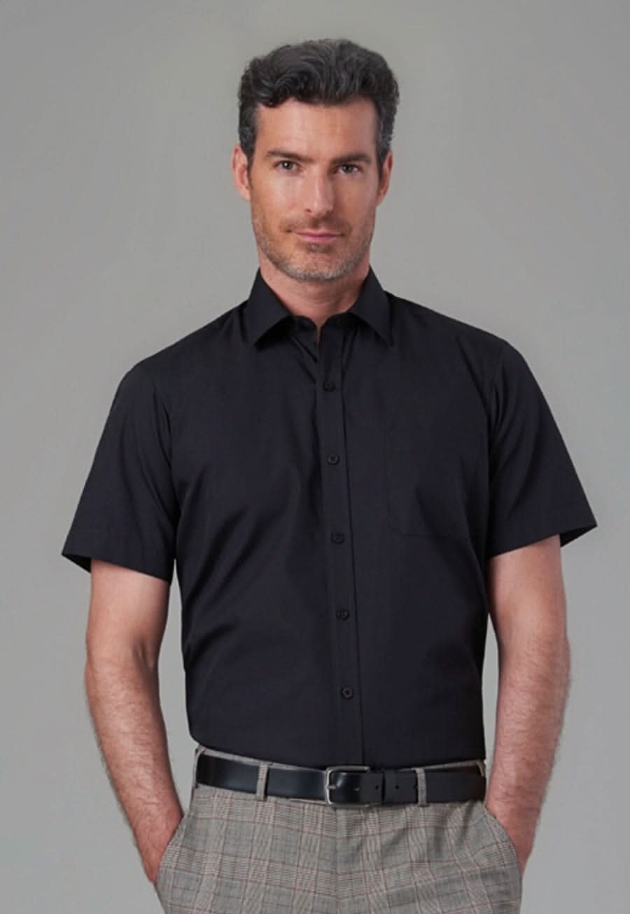 Rosello Mens Classic Fit Shirt Mens Short Sleeve Shirts Brook Taverner Black 14.5"