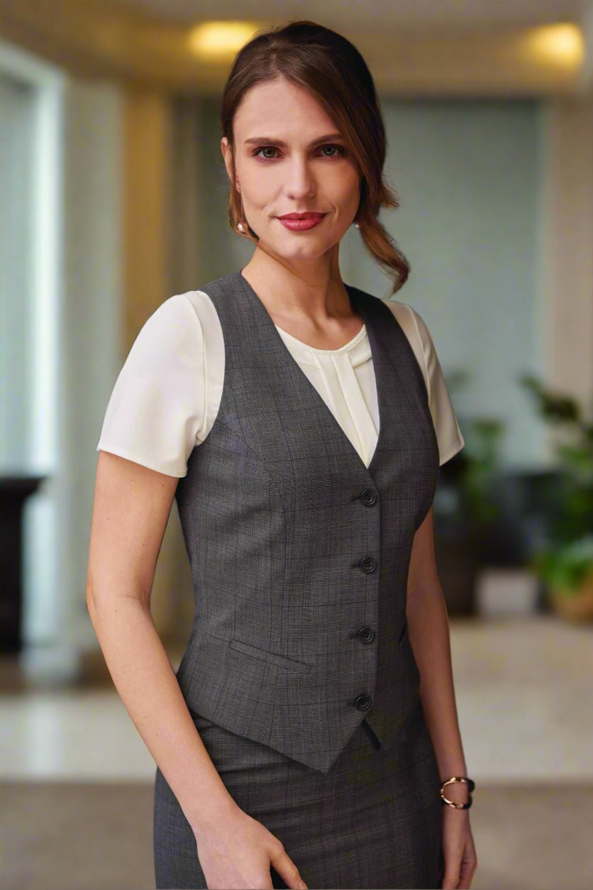 Scapoli Signature Women's Waistcoat Ladies Waistcoat Brook Taverner Grey Check 6