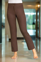 Ladies Classic Beauty Trouser Salon & Spa Trousers Diamond Designs Brown Linen 4