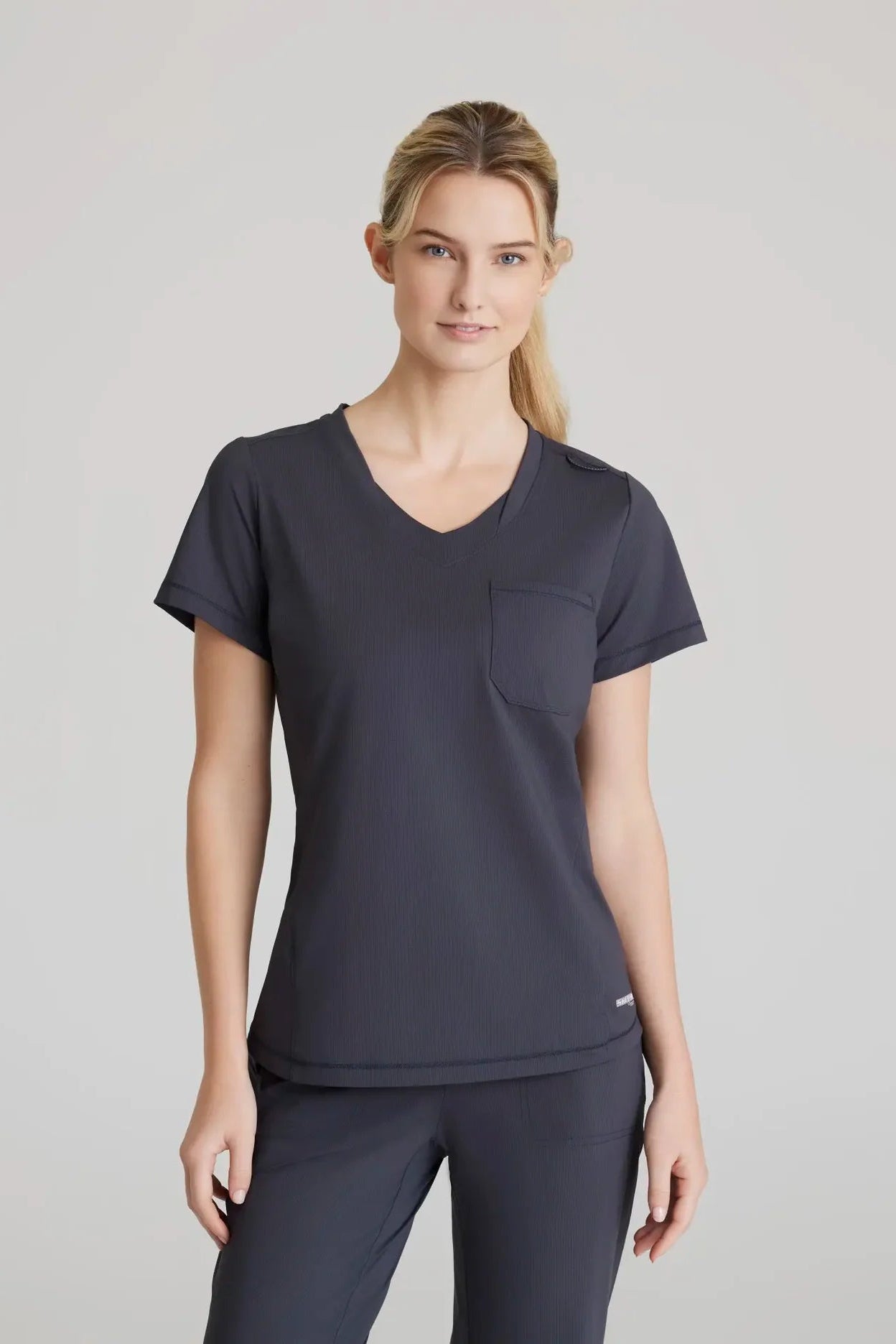 Skechers Slip-Ins Womens Flow Scrub Top Ladies Scrub Top Skechers Pewter XXS