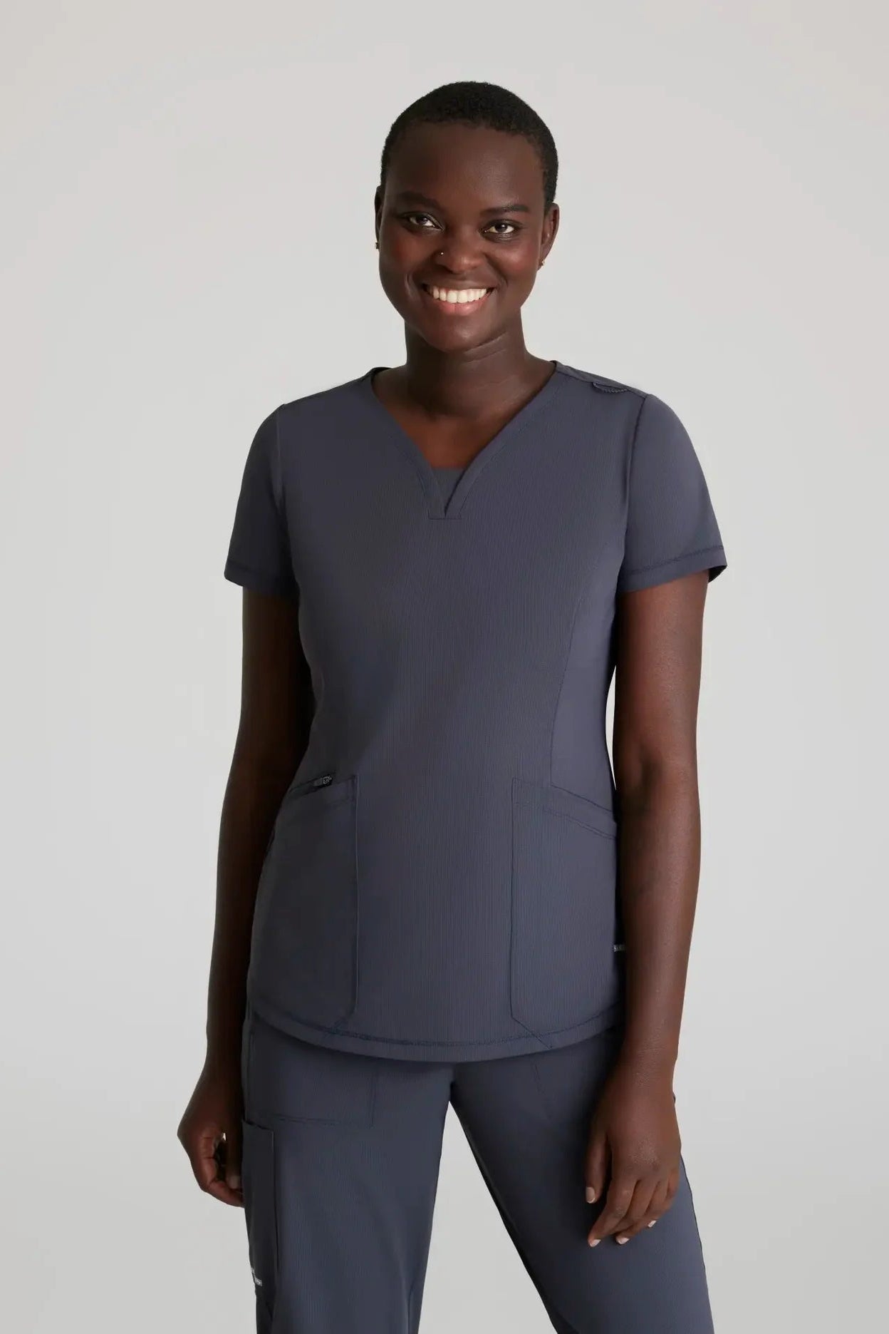 Skechers Slip-Ins Womens Serene Knit Scrub Top Ladies Scrub Top Skechers Pewter XXS
