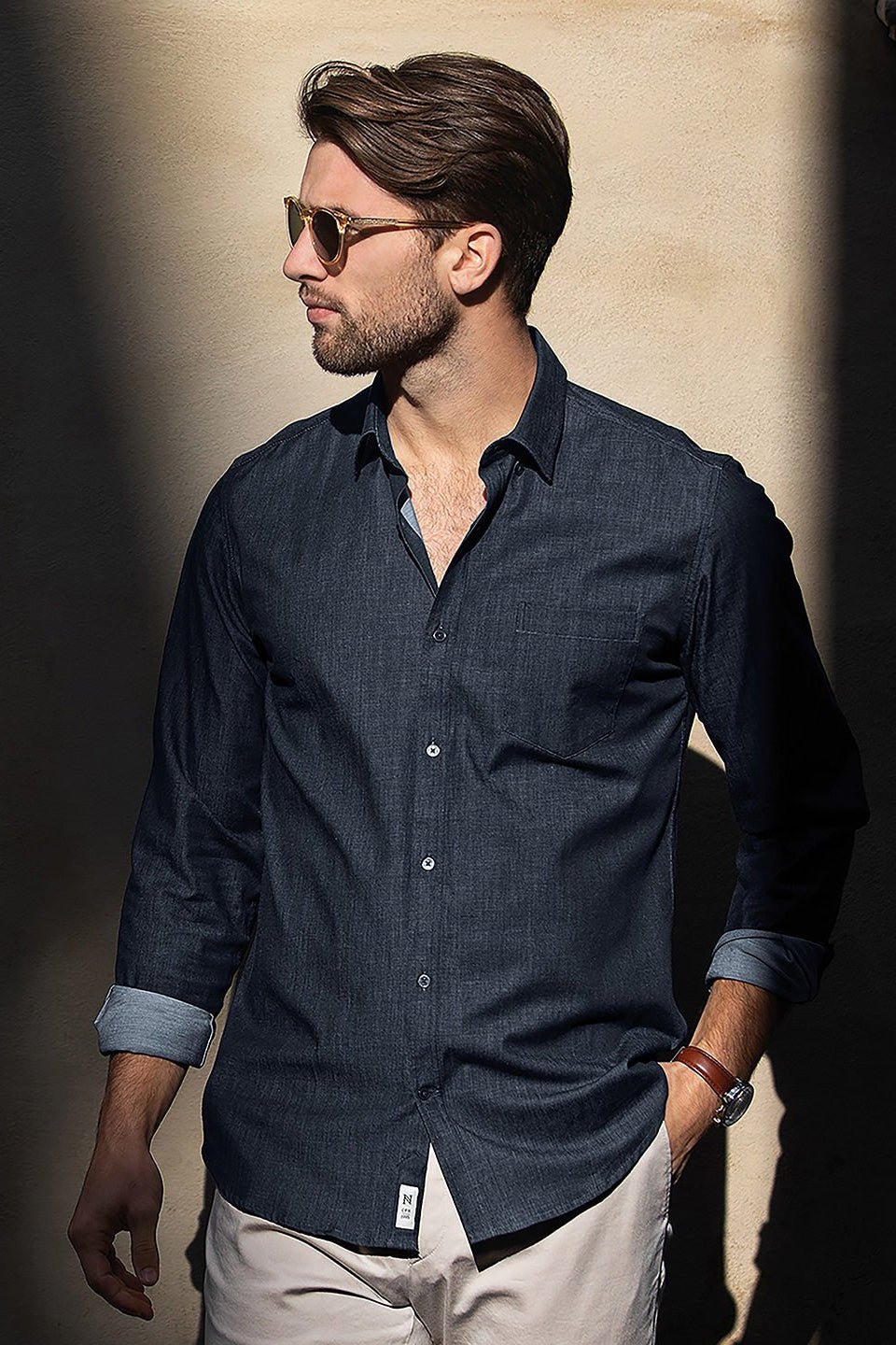 Torrance Men's Modern Fit Denim Shirt Mens Long Sleeve Shirts Nimbus