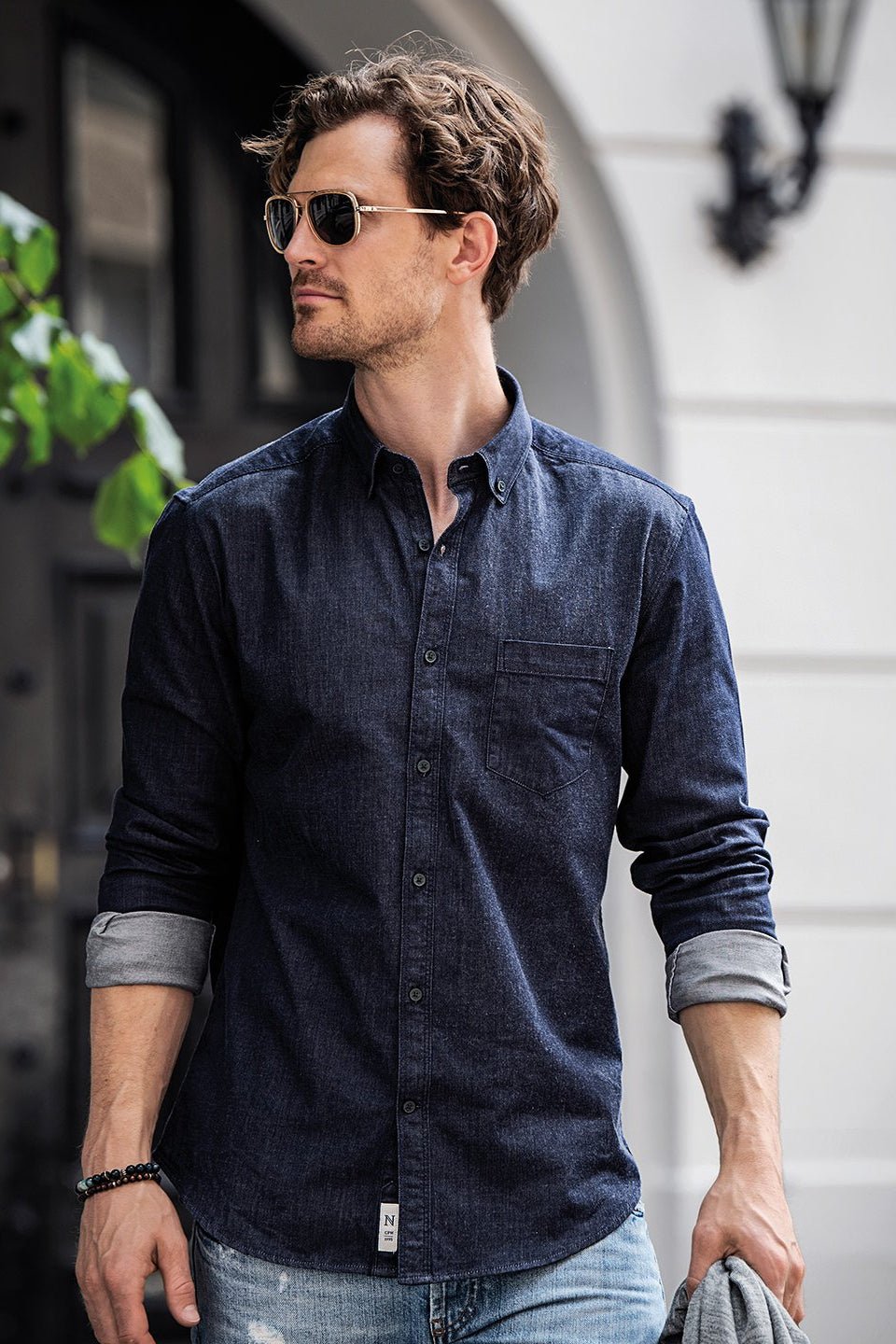 Torrance Men's Slim Fit Denim Shirt Mens Long Sleeve Shirts Nimbus