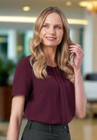 Verona Ladies Crepe de Chine Plain Blouse Blouses Brook Taverner Burgundy 6