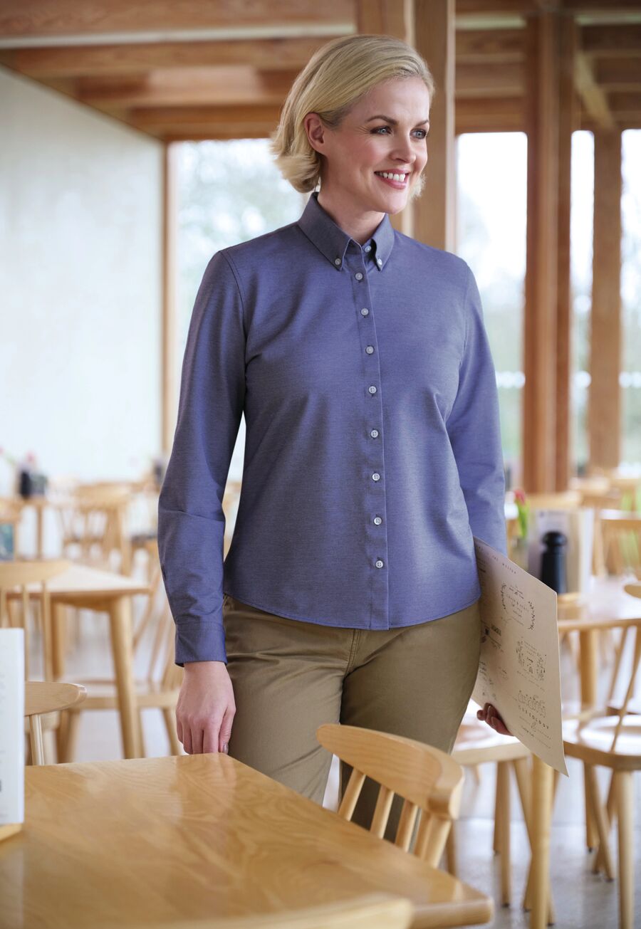 Willow Womens High Stretch Shirt Womens Long Sleeve Shirts Brook Taverner Denim Marl 6
