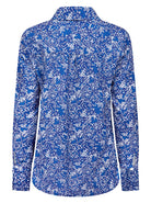 Womens Long Sleeve Blouse with Removable Tie - Blue Scatter Print Blouses Arcaras