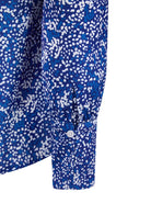 Womens Long Sleeve Blouse with Removable Tie - Blue Scatter Print Blouses Arcaras