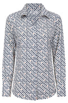 Womens Long Sleeve Blouse with Removable Tie - Pink Spot Print Blouses Arcaras
