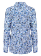 Womens Long Sleeve Blouse with Removable Tie - White Scatter Print Blouses Arcaras