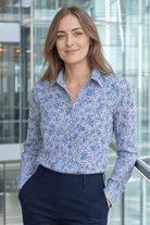 Womens Long Sleeve Blouse with Removable Tie - White Scatter Print Blouses Arcaras