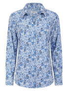 Womens Long Sleeve Blouse with Removable Tie - White Scatter Print Blouses Arcaras