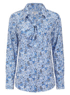 Womens Long Sleeve Blouse with Removable Tie - White Scatter Print Blouses Arcaras