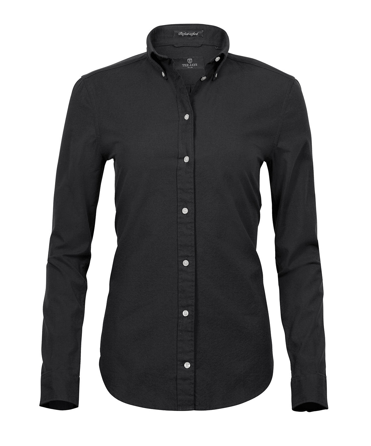 Women’s Perfect Oxford Shirt Womens Long Sleeve Shirts Tee Jays Black XS