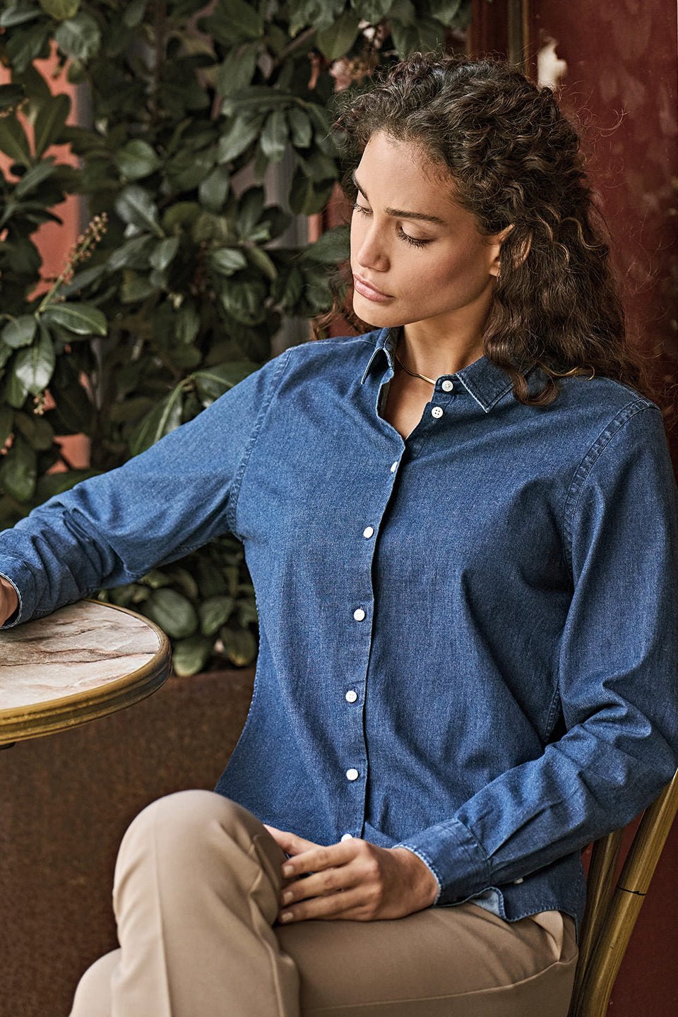 Women’s Premium Denim Shirt Womens Long Sleeve Shirts Tee Jays