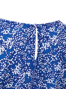 Womens Round Neck Pleat Shoulder Blouse - Blue Scatter Print Blouses Arcaras