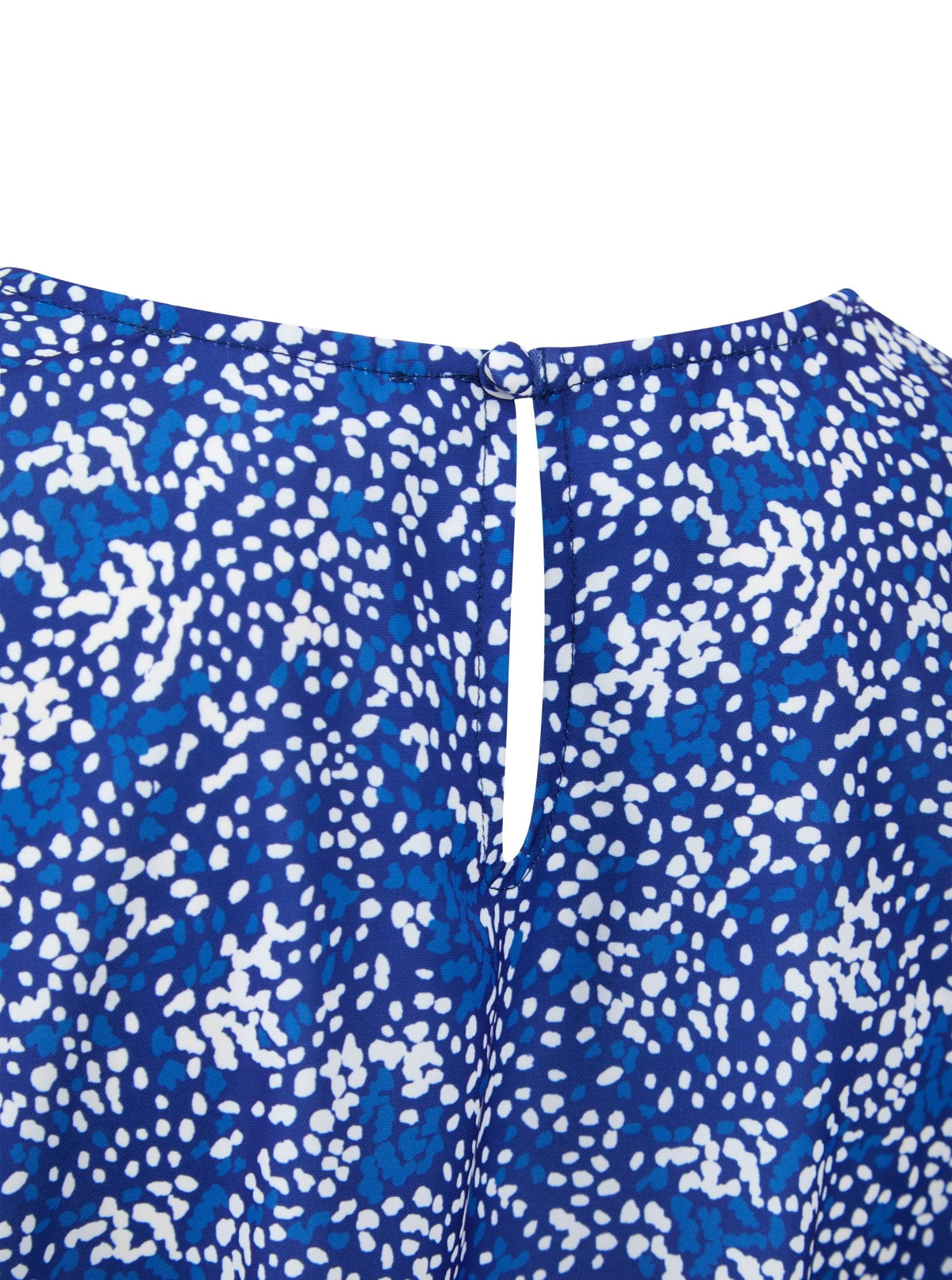 Womens Round Neck Pleat Shoulder Blouse - Blue Scatter Print Blouses Arcaras