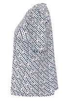 Womens Round Neck Pleat Shoulder Blouse - Pink Spot Print Blouses Arcaras