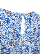 Womens Round Neck Pleat Shoulder Blouse - White Scatter Print Blouses Arcaras