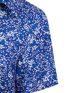 Womens Short Sleeve Blouse with Removable Tie - Blue Scatter Print Blouses Arcaras