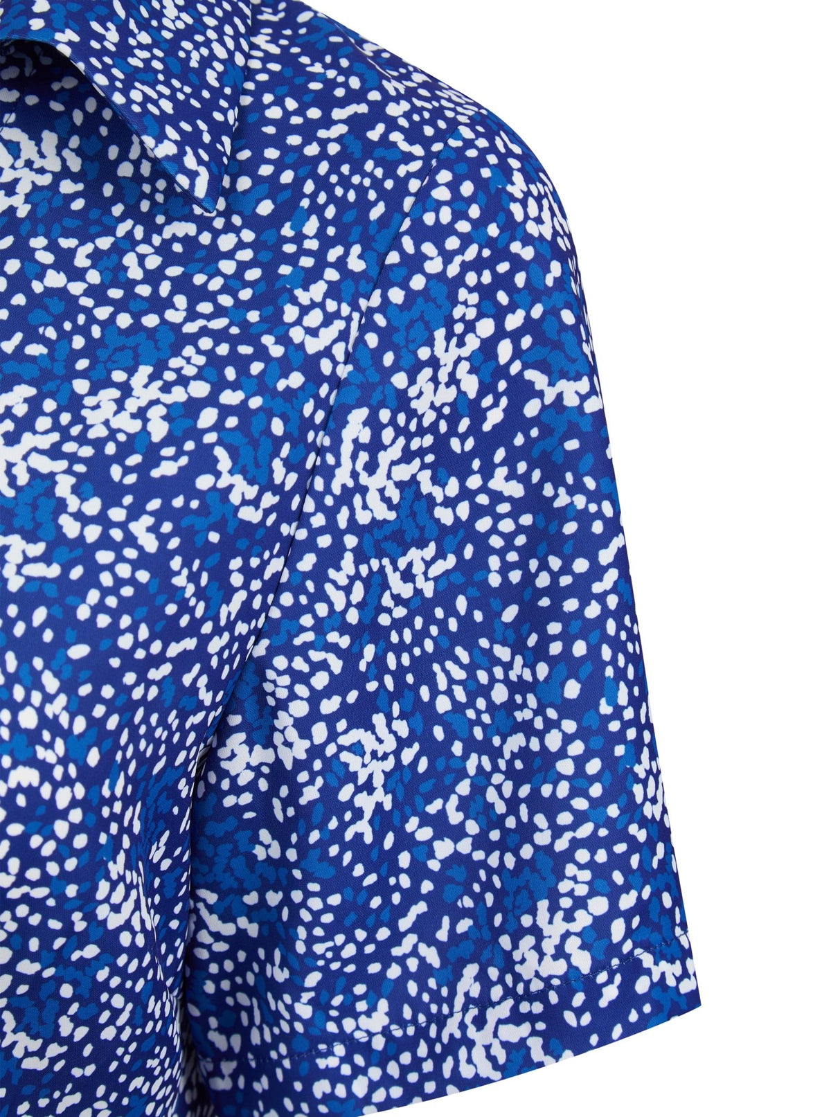 Womens Short Sleeve Blouse with Removable Tie - Blue Scatter Print Blouses Arcaras