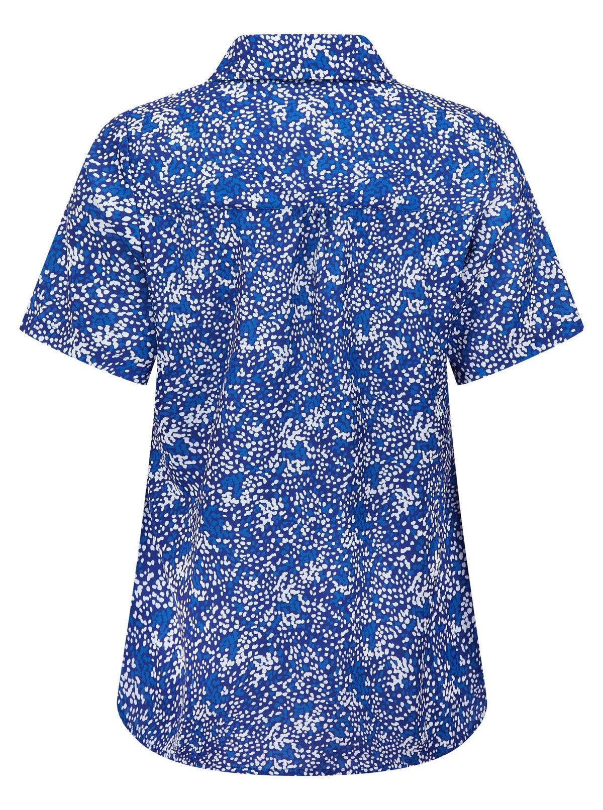 Womens Short Sleeve Blouse with Removable Tie - Blue Scatter Print Blouses Arcaras