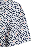 Womens Short Sleeve Blouse with Removable Tie - Pink Spot Print Blouses Arcaras
